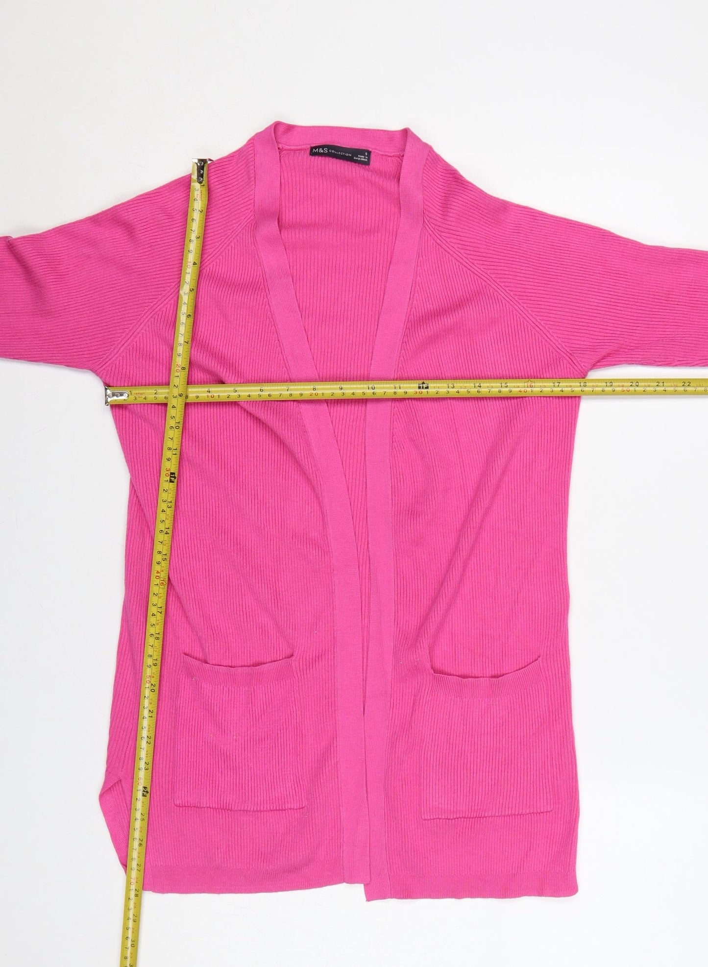 Marks & Spencer Women's Pink Small Open Knit Cardigan Pockets