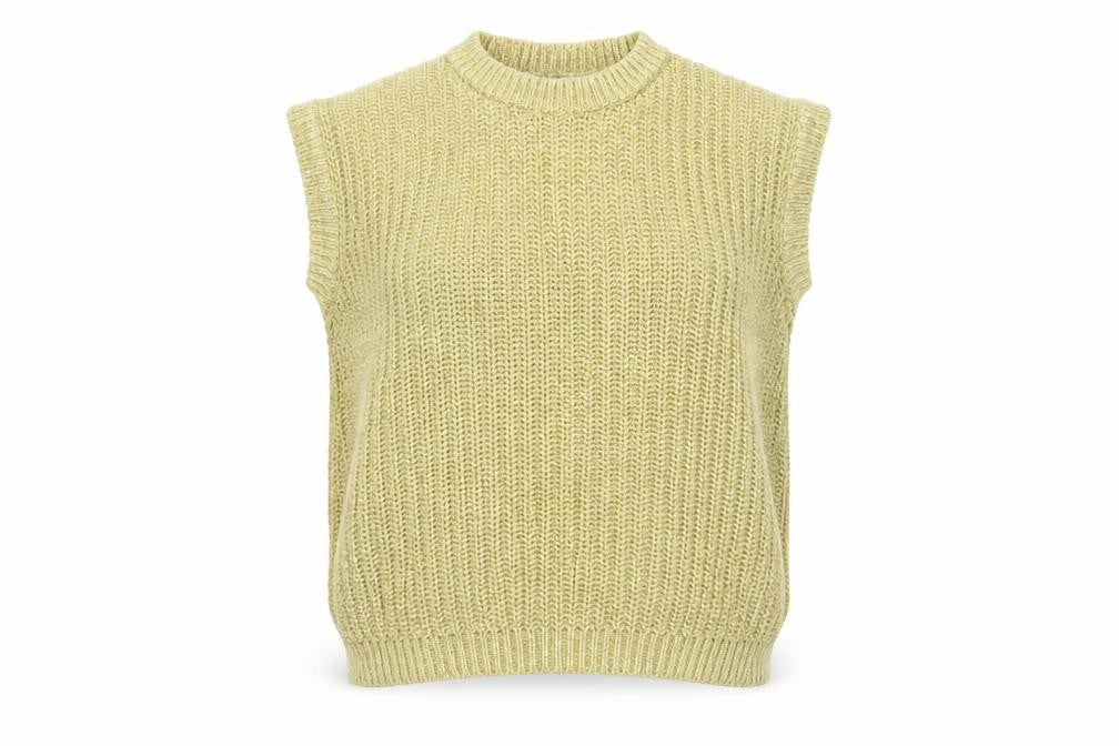 Tu Women Yellow Cotton Chunky Knit Sleeveless Vest Jumper Size 8