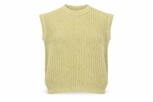 Tu Women Yellow Cotton Chunky Knit Sleeveless Vest Jumper Size 8