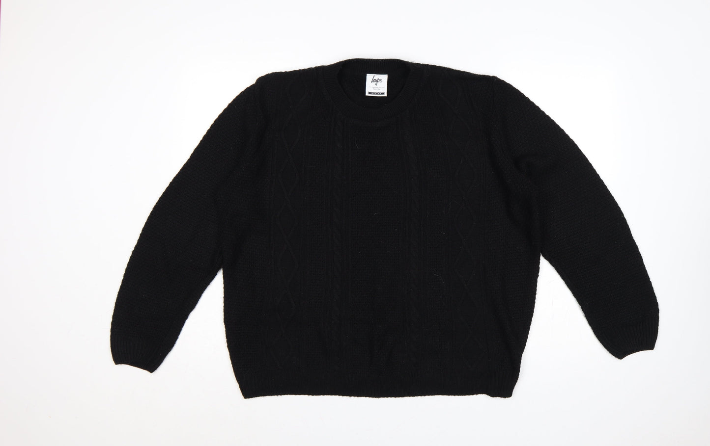 Hype Women’s Black Medium Cable Knit Crew Neck Pullover Jumper