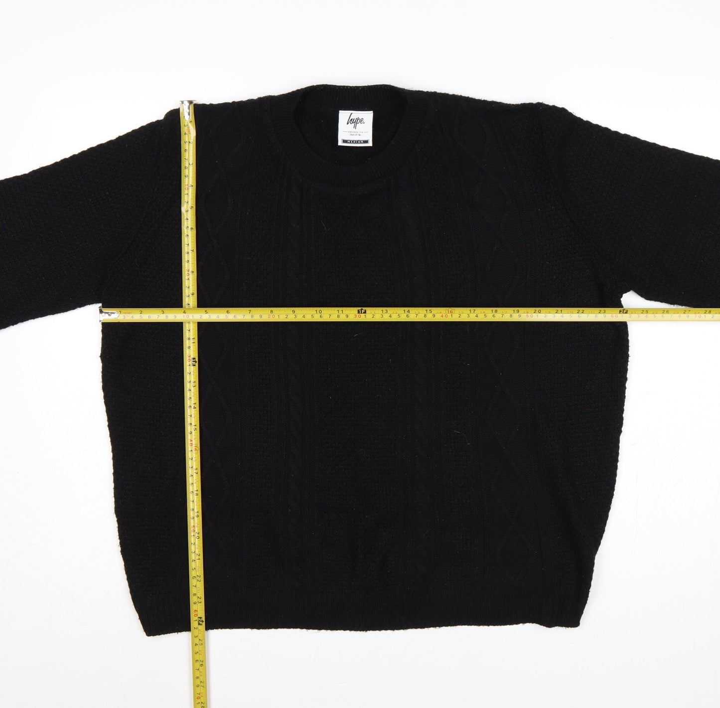 Hype Women’s Black Medium Cable Knit Crew Neck Pullover Jumper