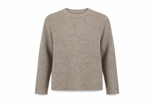 Marks & Spencer Women Beige XL Rib Knit Crew Neck Pullover Jumper