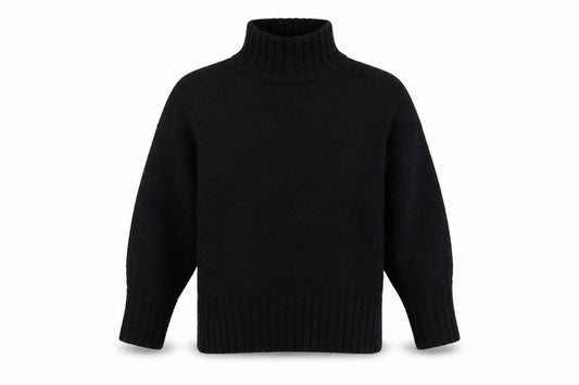 H&M Women Black UK 10 Roll Neck Knit Pullover Jumper Long Sleeve