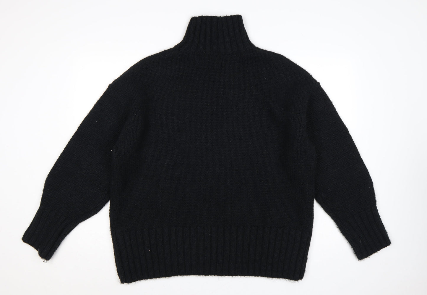 H&M Women Black UK 10 Roll Neck Knit Pullover Jumper Long Sleeve