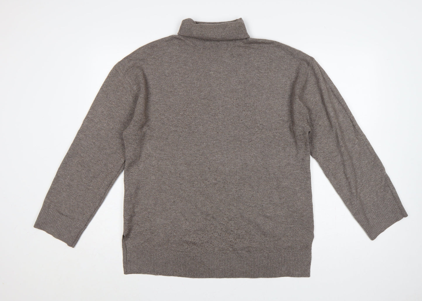 Marks & Spencer Women Brown M Roll Neck Fine Knit Jumper Long Sleeve