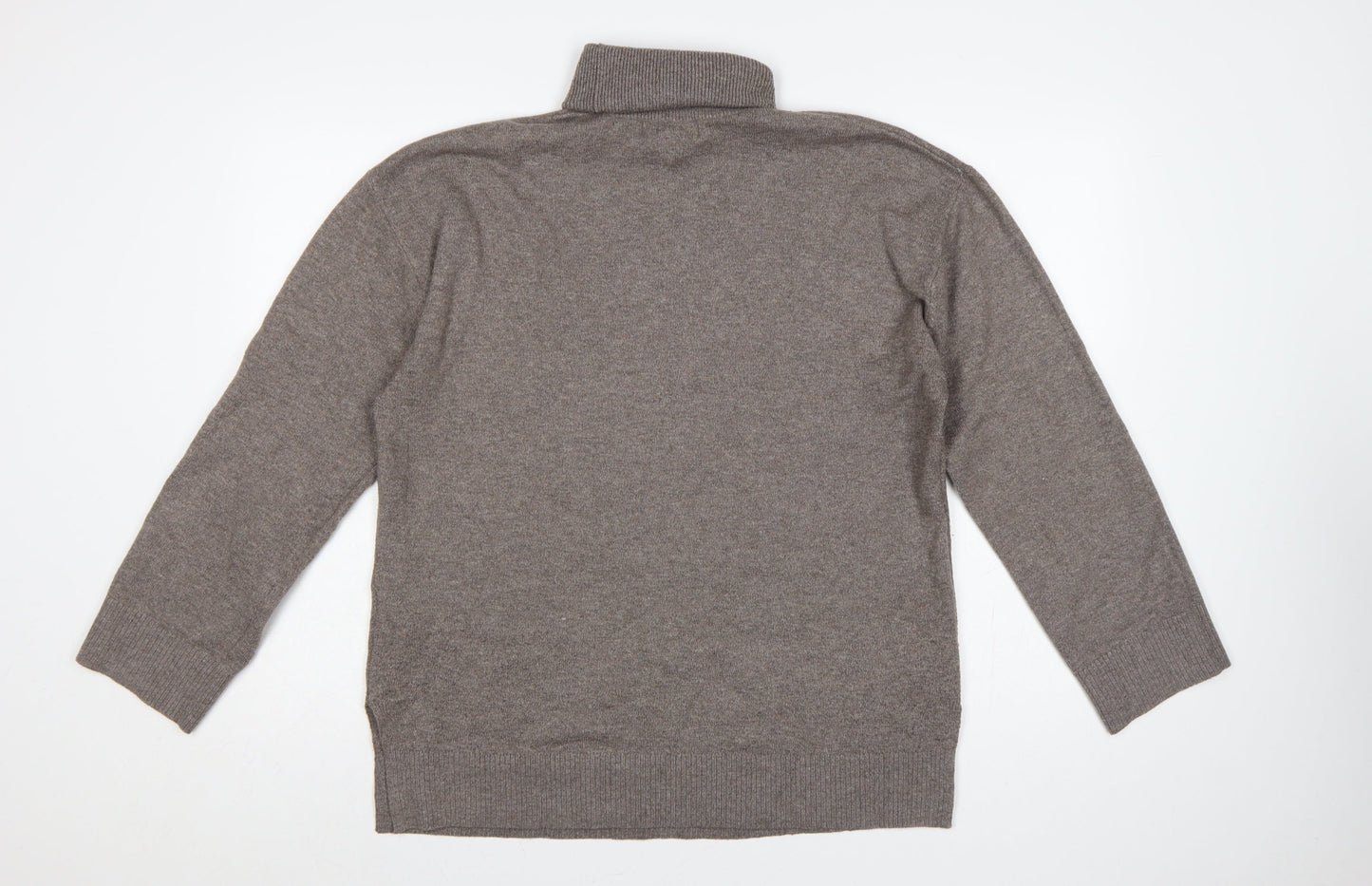 Marks & Spencer Women Brown M Roll Neck Fine Knit Jumper Long Sleeve