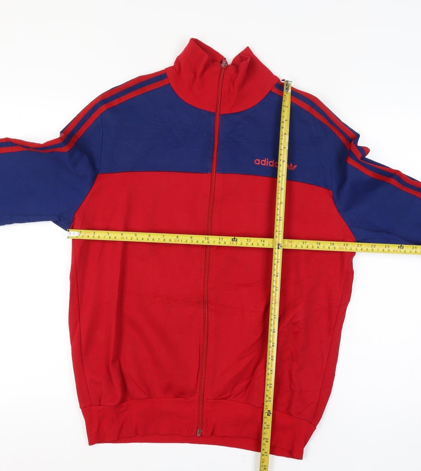 Adidas Men’s Red Blue XL Vintage Track Jacket Full Zip 3 Stripe