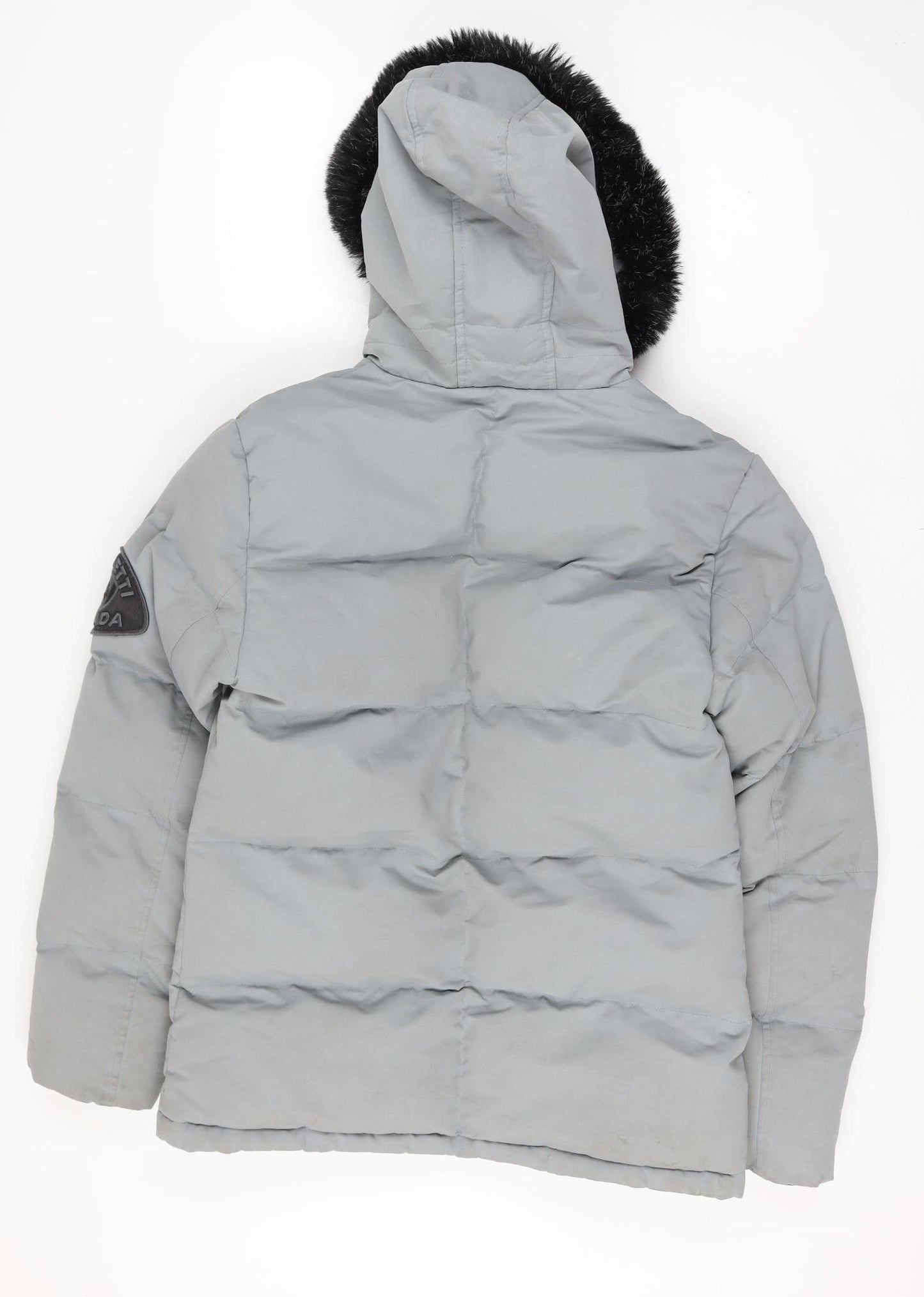 Zavetti Canada Men’s Grey S Hooded Faux Fur Trim Puffer Parka Jacket