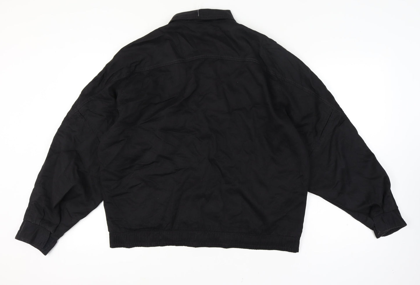 Pop 84 Mens XL Black Button Bomber Jacket Vintage 80s Floral Lining