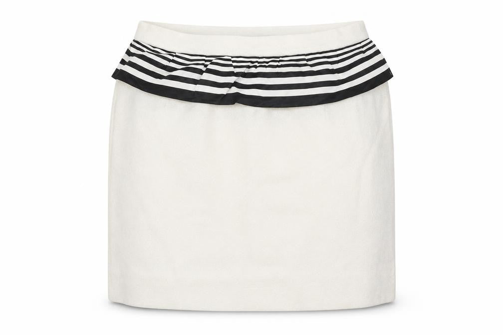 Moschino Cheap & Chic Women Ivory UK 12 Striped Ruffle Pencil Skirt