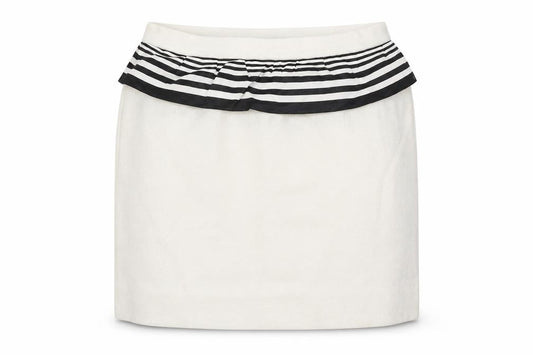 Moschino Cheap & Chic Women Ivory UK 12 Striped Ruffle Pencil Skirt