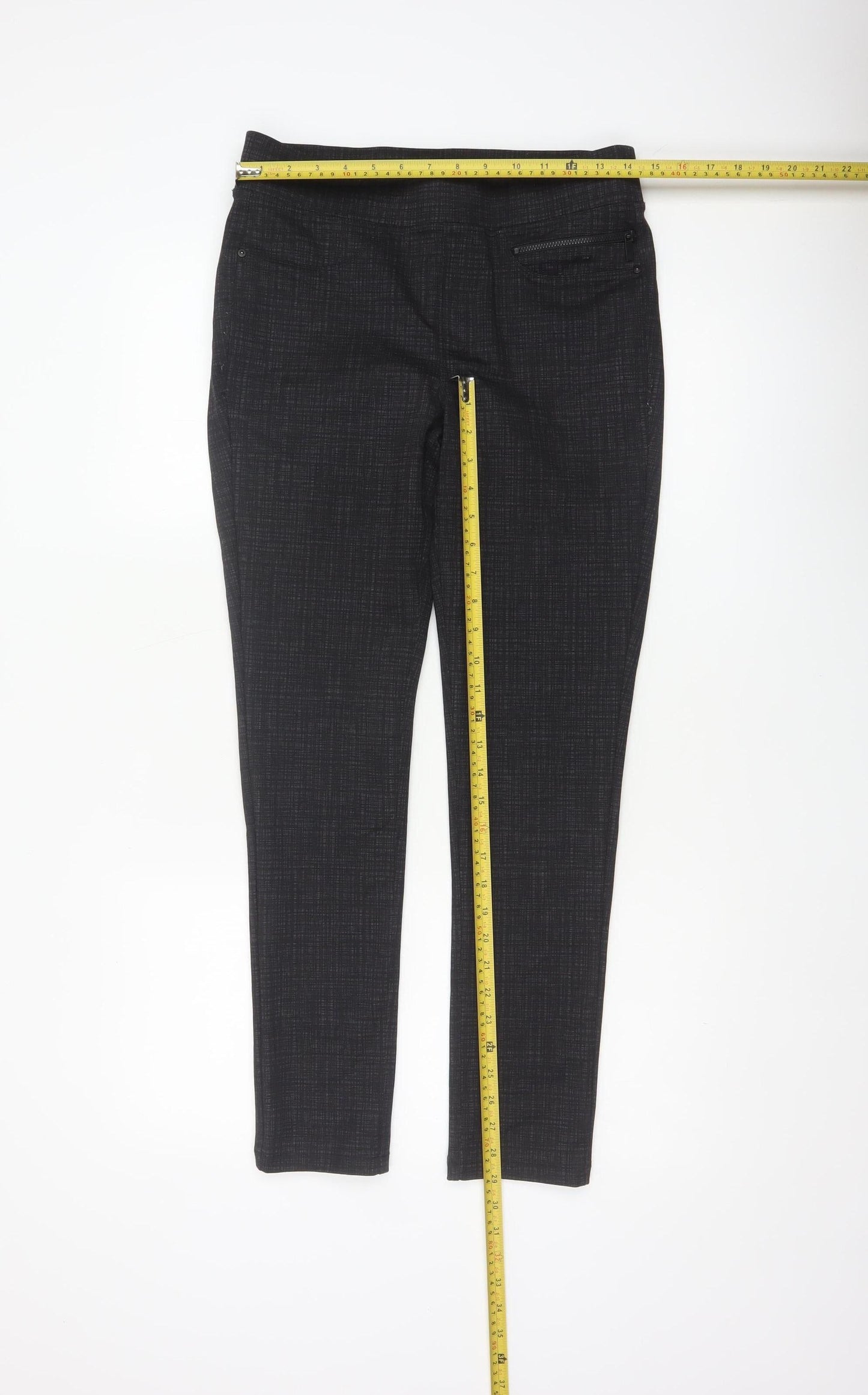DKNY Jeans Women Black S Stretch Skinny Check Jegging Trousers
