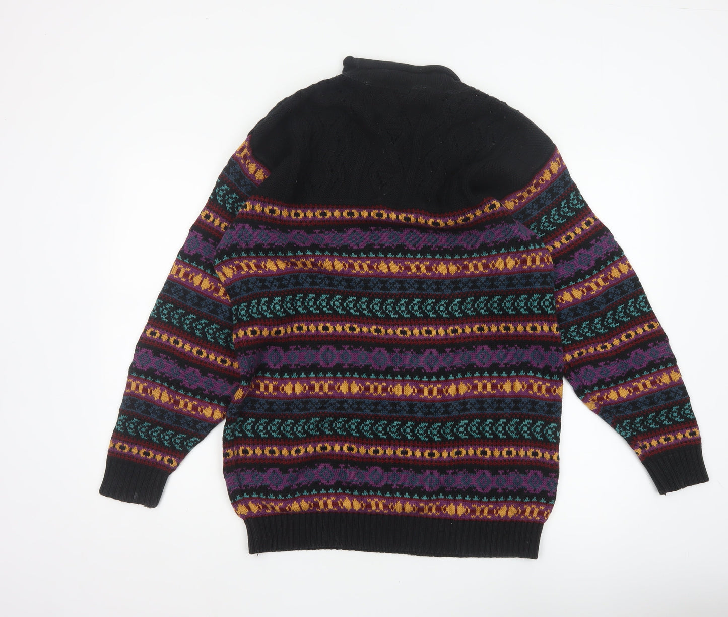Lizwear Women’s Multicoloured M Fair Isle Cable Knit High Neck Jumper