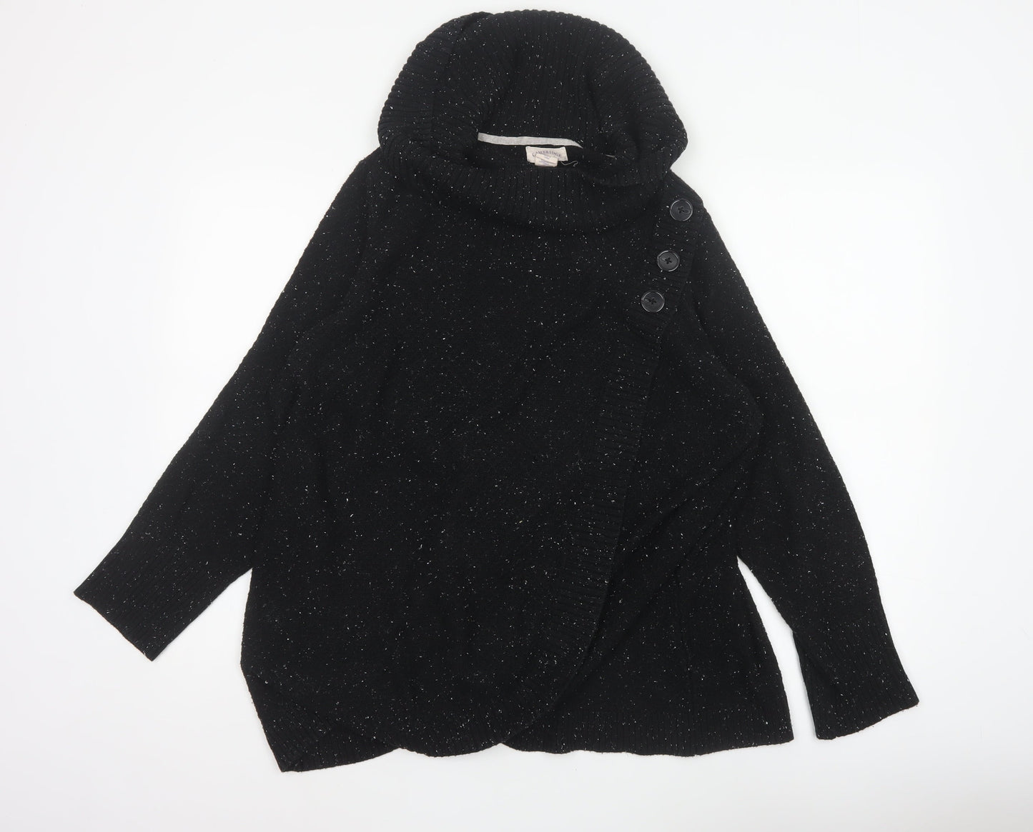 Cambridge Dry Goods Women’s Black UK 10 Cowl Neck Button Knit Jumper