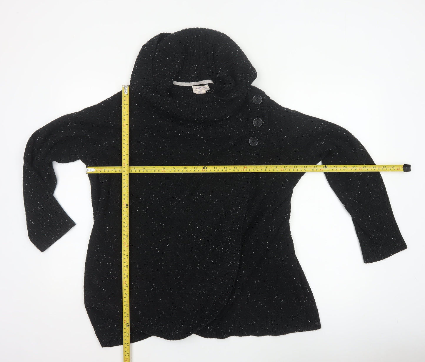 Cambridge Dry Goods Women’s Black UK 10 Cowl Neck Button Knit Jumper