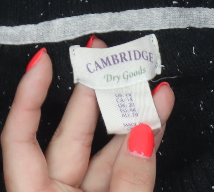 Cambridge Dry Goods Women’s Black UK 10 Cowl Neck Button Knit Jumper