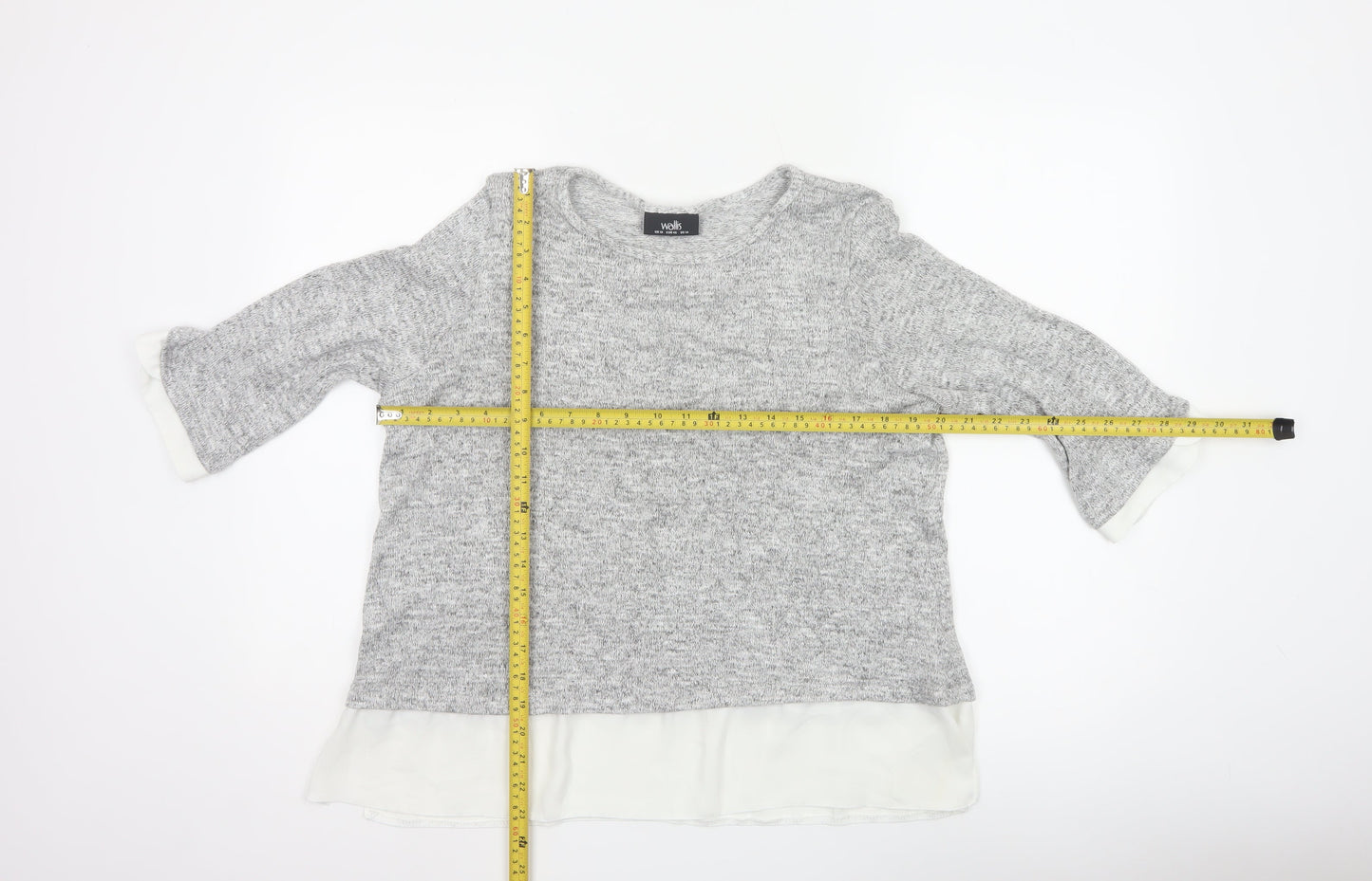 Wallis Women’s Grey UK 18 Layered Hem 3/4 Sleeve Knit Tunic Jumper