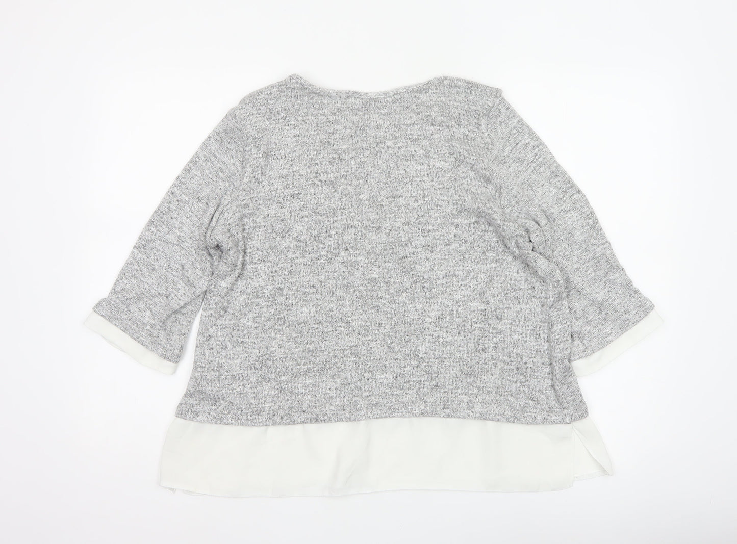 Wallis Women’s Grey UK 18 Layered Hem 3/4 Sleeve Knit Tunic Jumper