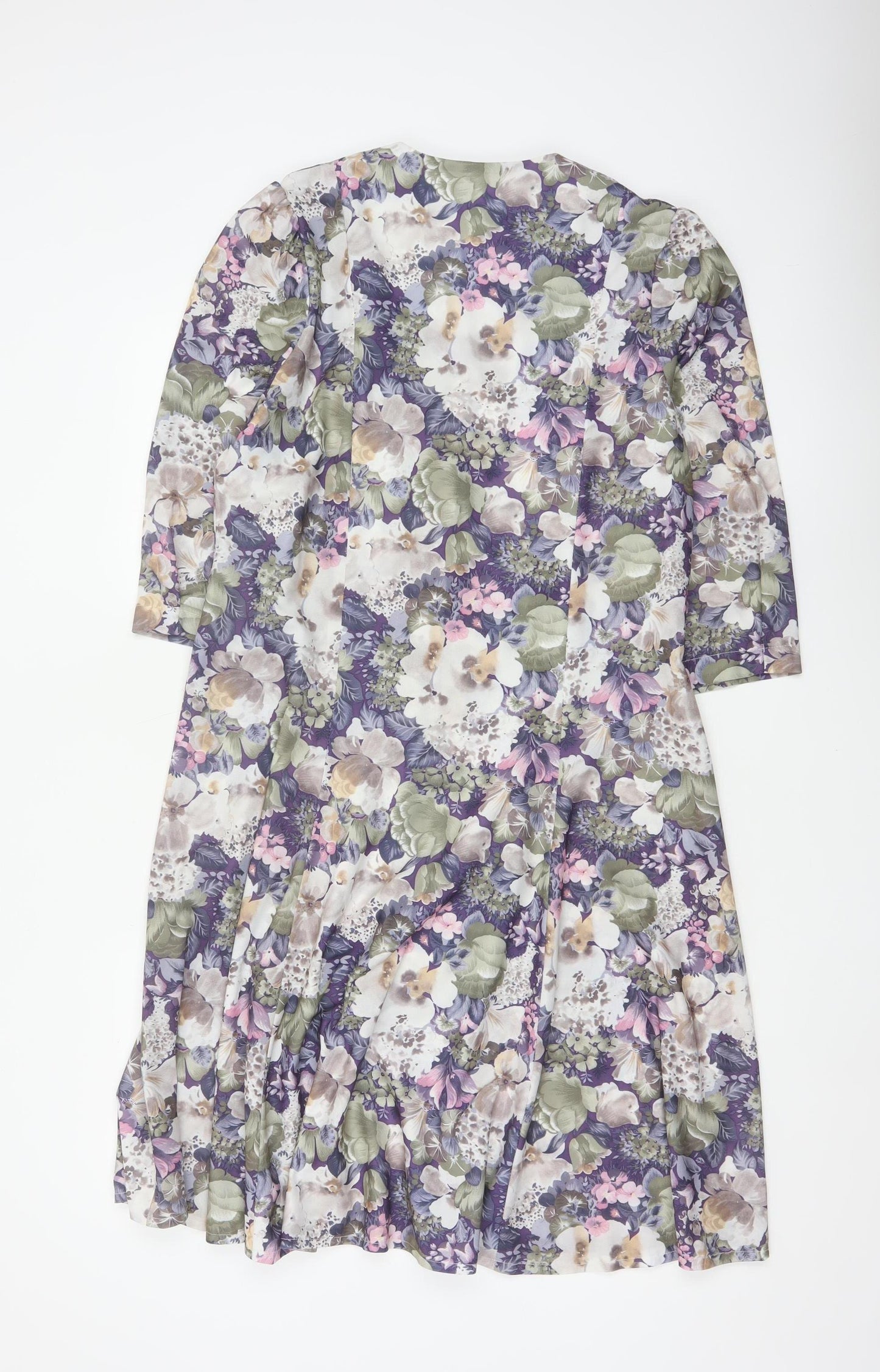 Pellies Women’s Purple Floral Fit & Flare Knee Dress UK 12 Lace Collar