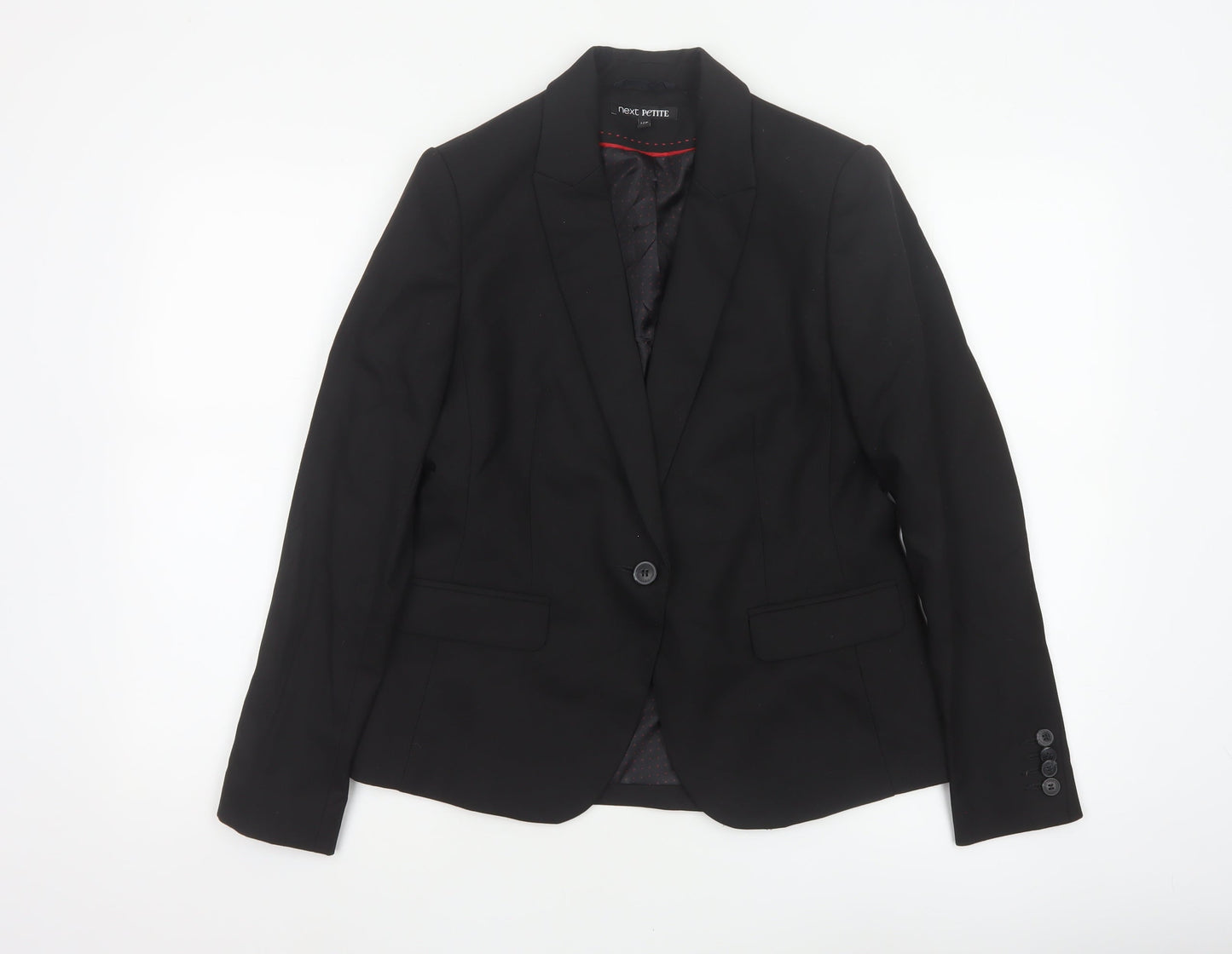 Next Women Black UK 12 Petite Single-Breasted Tailored Blazer Jacket