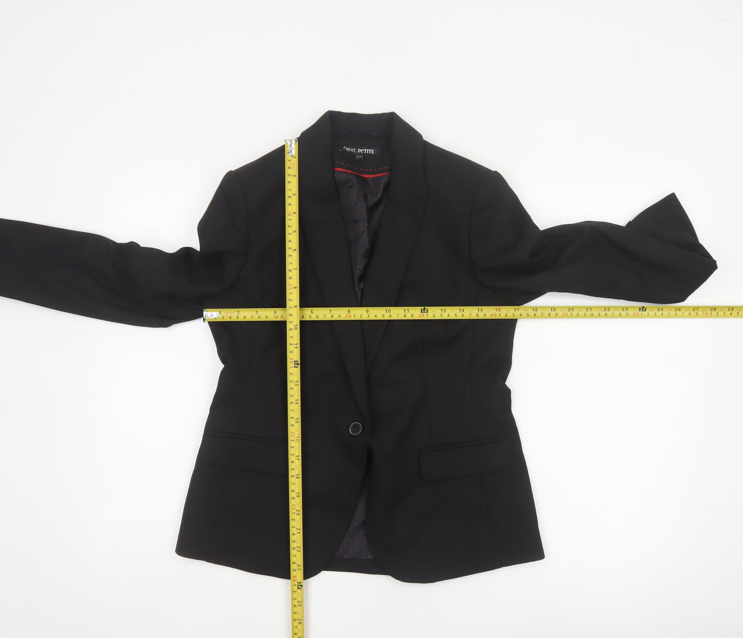 Next Women Black UK 12 Petite Single-Breasted Tailored Blazer Jacket