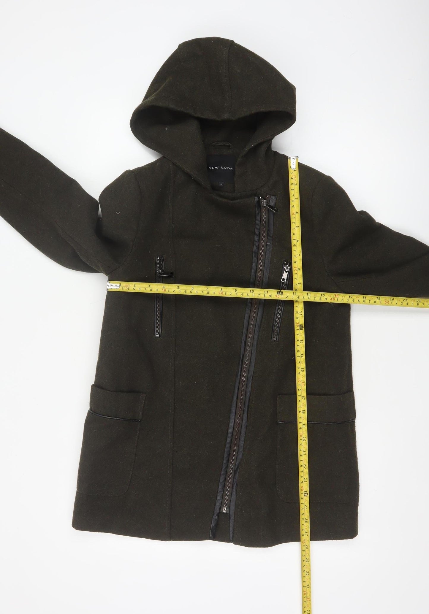 New Look Women’s Black Size 10 Hooded Zip Parka Coat