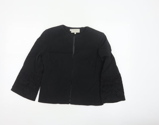 Hobbs Women Black UK 8 Floral Lace Cuff 3/4 Sleeve Blazer Jacket