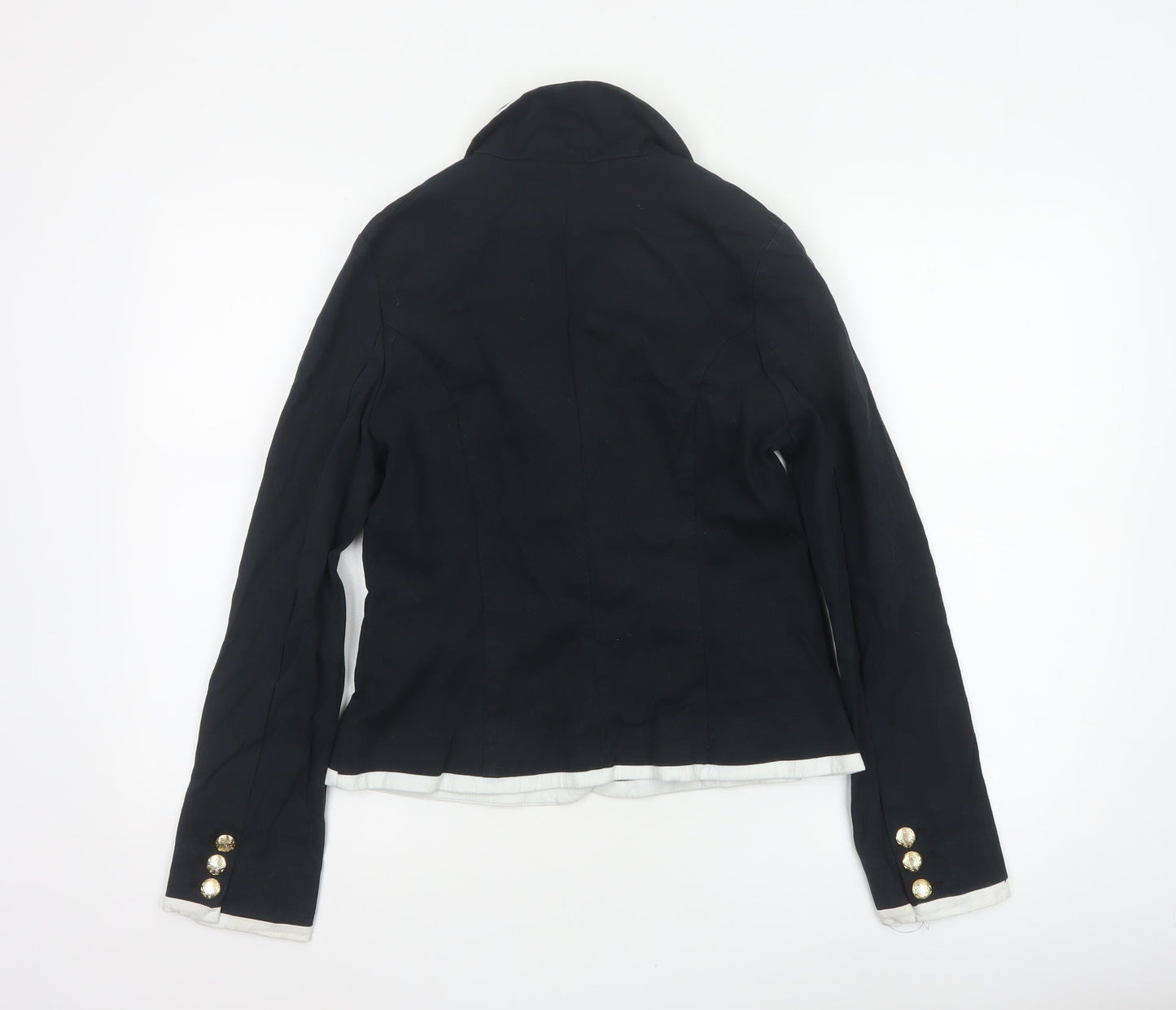 Divided by H&M Women Black White Trim Crest Blazer UK 12 Preppy