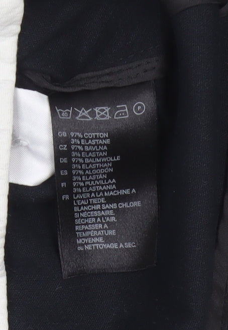 Divided by H&M Women Black White Trim Crest Blazer UK 12 Preppy