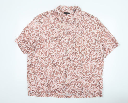 Ted Baker Men’s Pink 3XL Lyocell Linen Graphic Print Short Sleeve Shirt