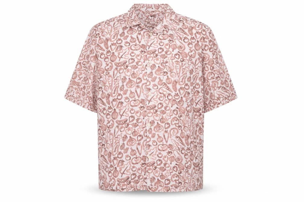 Ted Baker Men’s Pink 3XL Lyocell Linen Graphic Print Short Sleeve Shirt