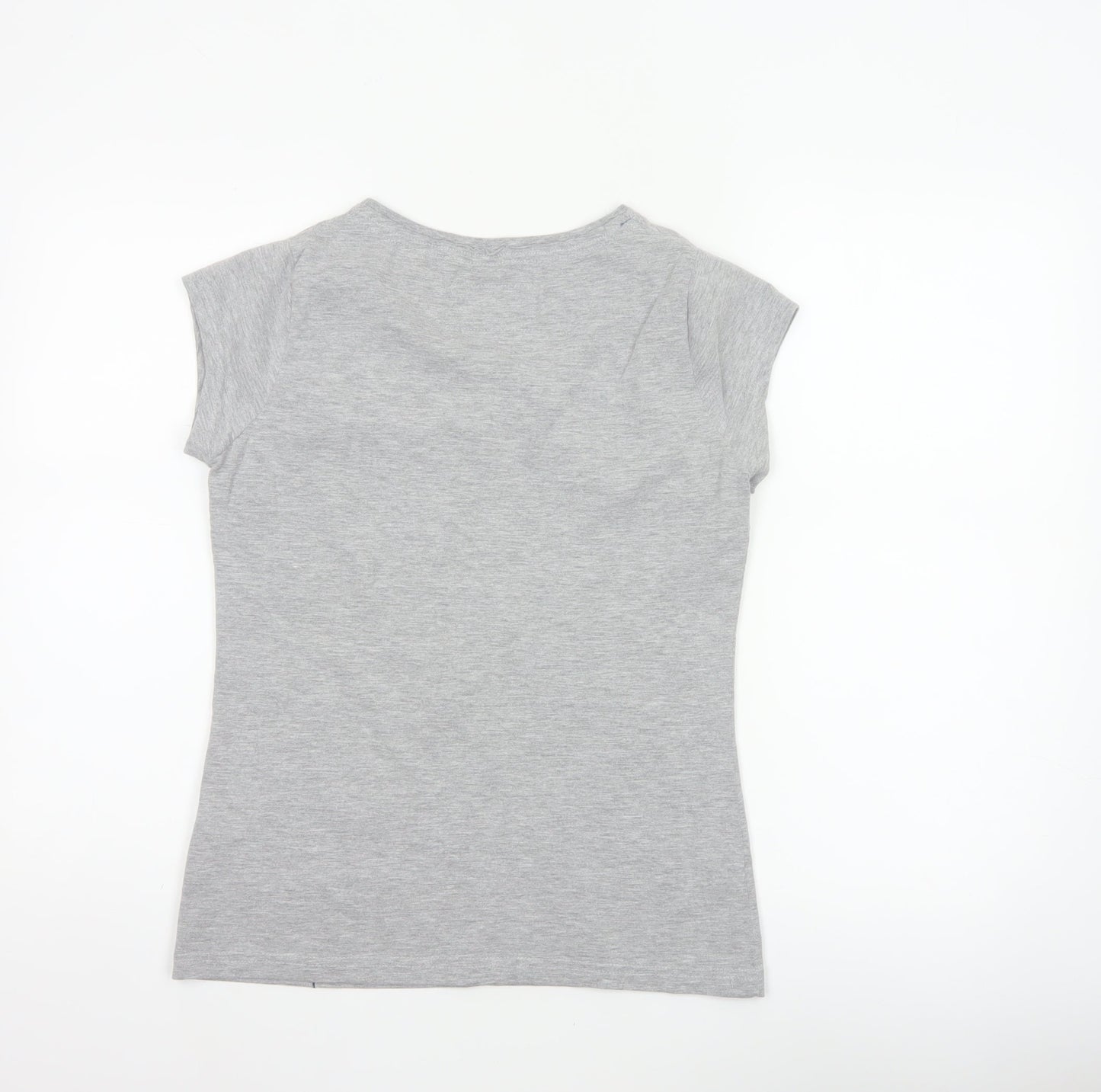 Peter Storm Women Grey Size 10 Floral V-Neck Cotton Jersey T-Shirt