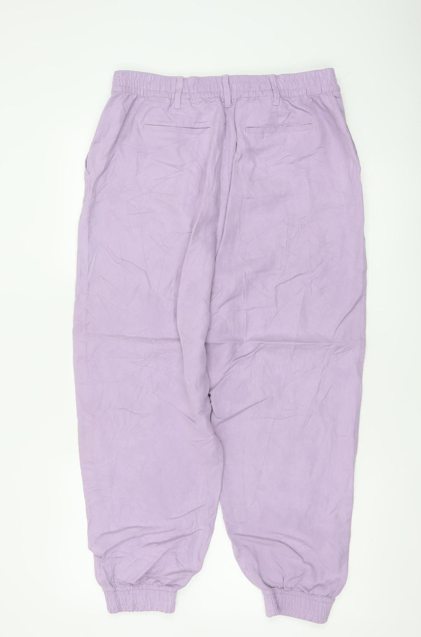 Marks & Spencer Autograph Women's Purple UK 14 Linen Blend Jogger Trousers