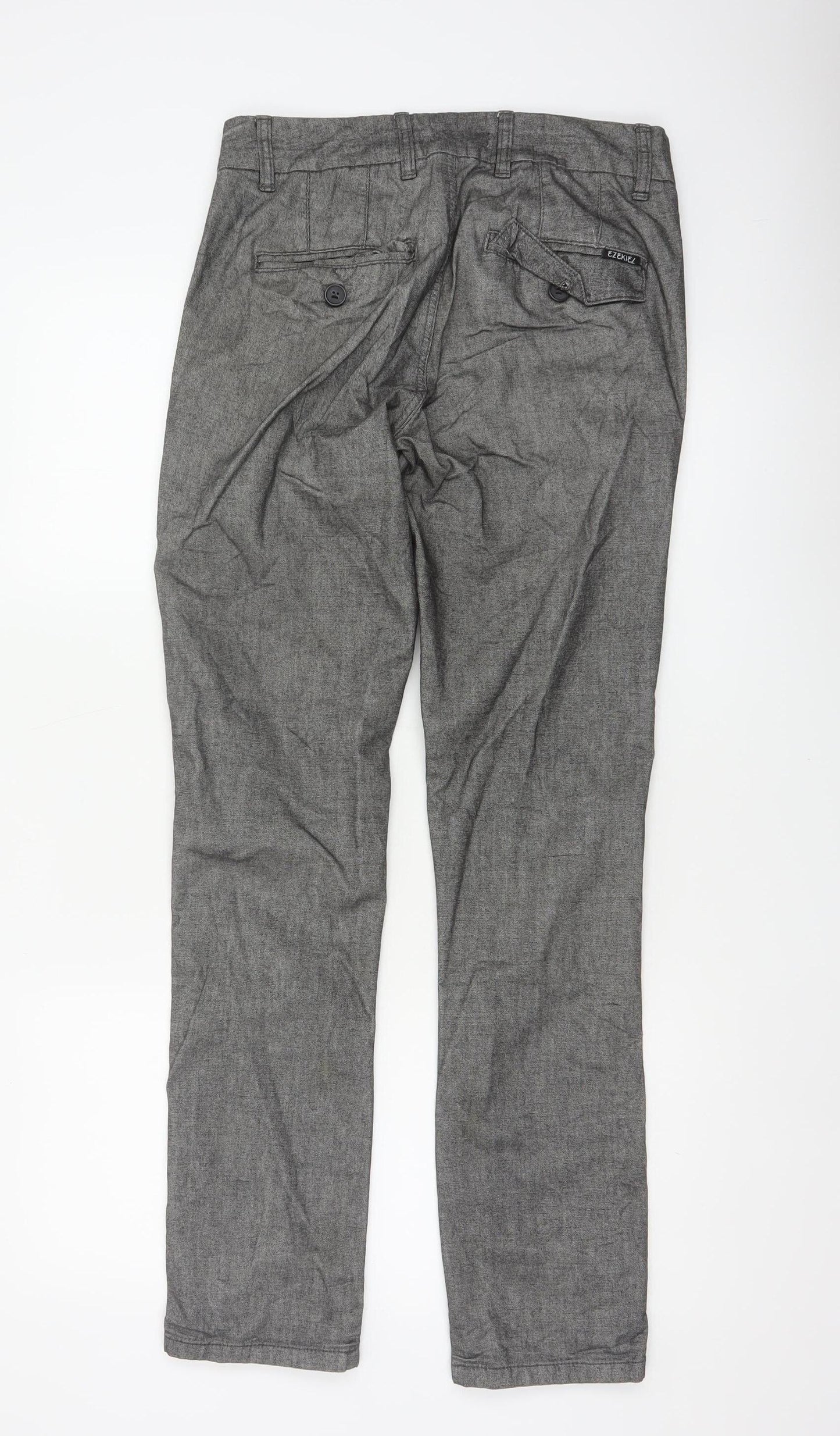 Ezekiel Men’s Grey 30 Slim Tapered Chino Trousers Stretch