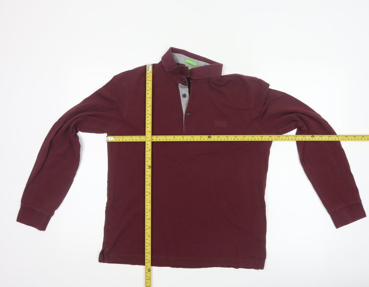 Hugo Boss Men’s Red M Long Sleeve Cotton Logo Polo Shirt