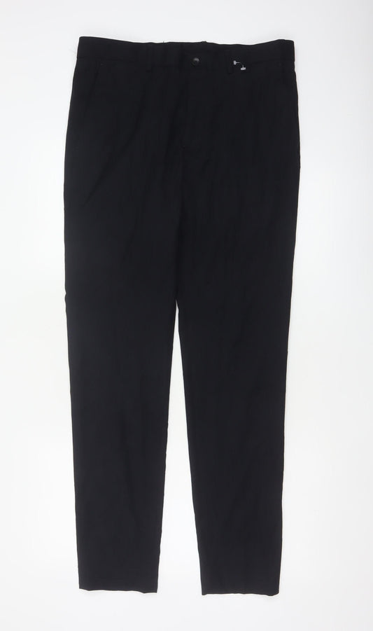 Zara Men’s Black 31 Slim Tapered Stretch Dress Trousers