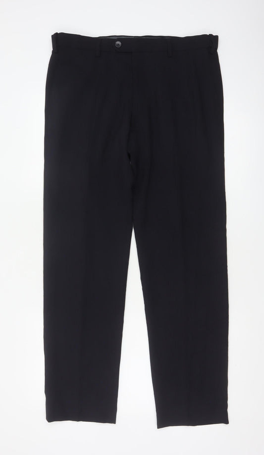 Marks and Spencer Men's Navy 34/31 Slim Fit Dress Trousers