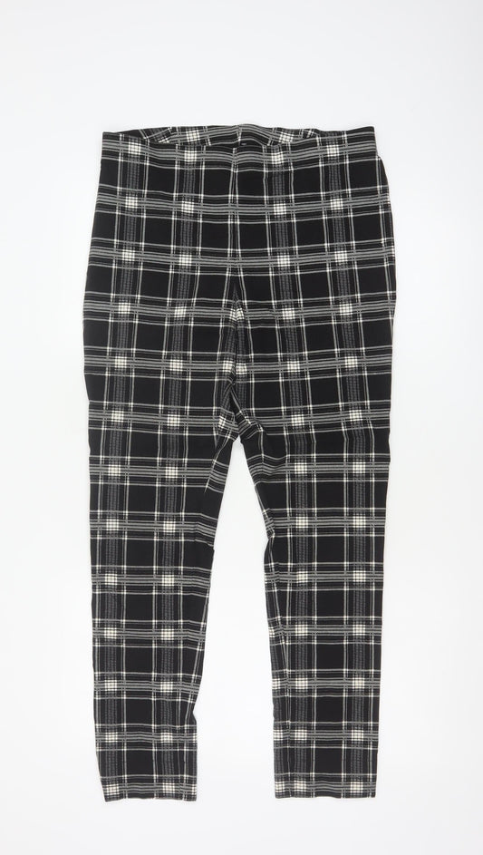 Roman Women Black White Check Stretch Leggings UK 16