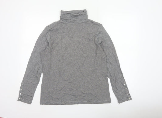 Windsmoor Women Grey Stripe Roll Neck Stretch Jersey Blouse M