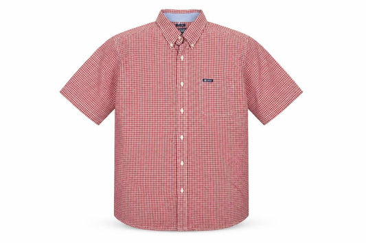 Chaps Men's Red Check Short Sleeve XL Button-Up Easy Care Shirt