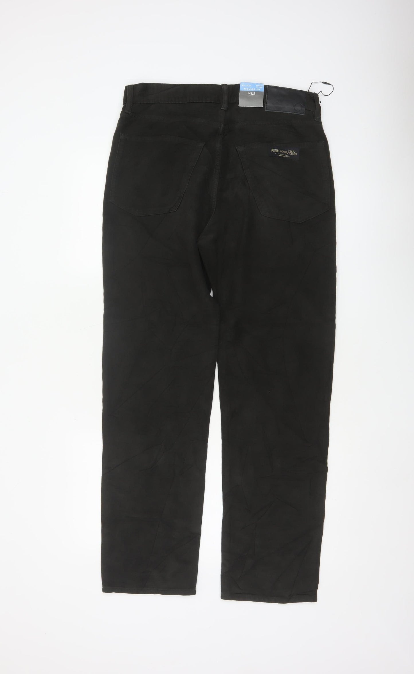 Marks and Spencer Men’s Black 32x31 Regular Fit Cotton Trousers
