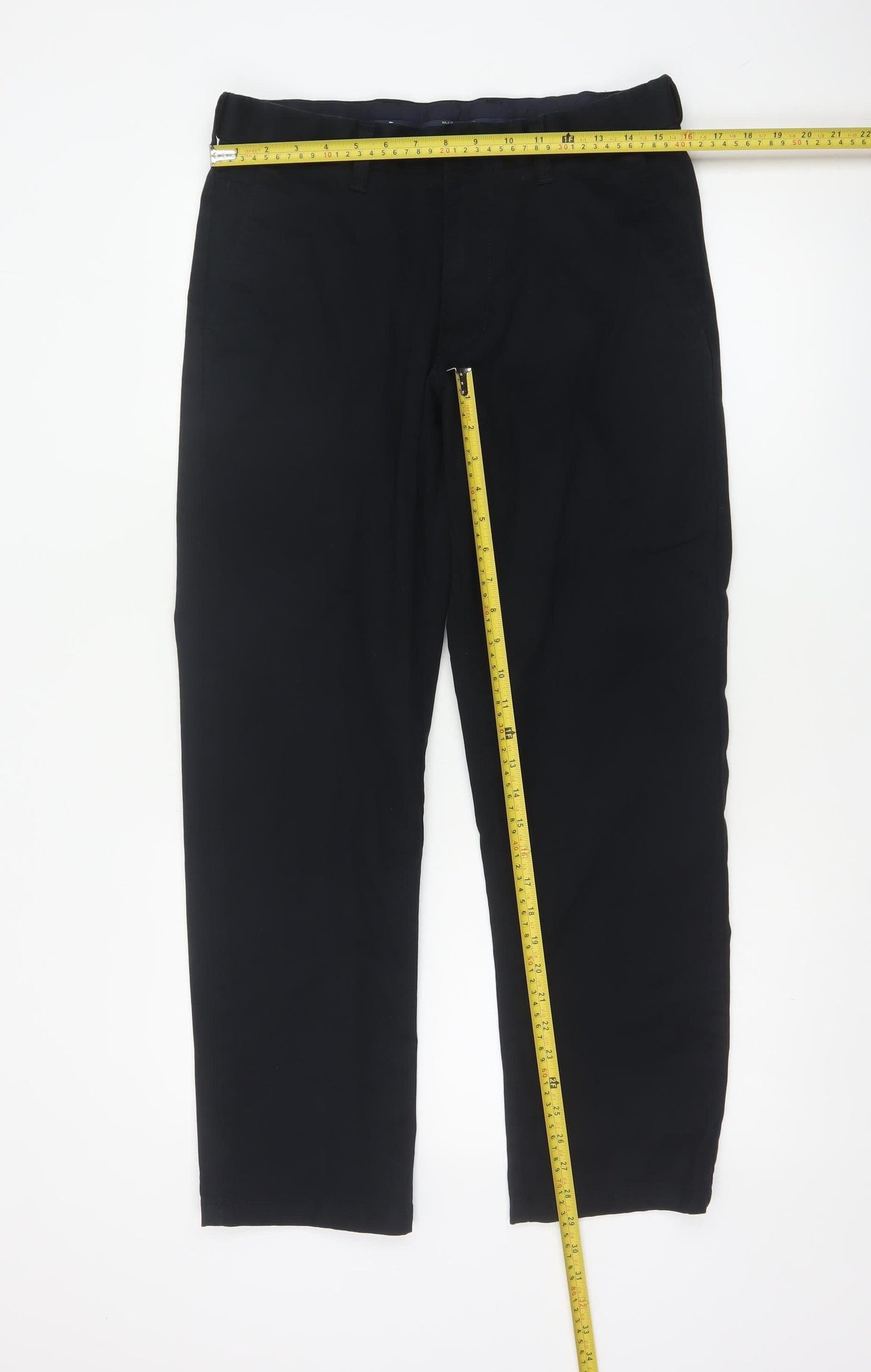Marks and Spencer Men Black 32/29 Regular Fit Stretch Chino Trousers