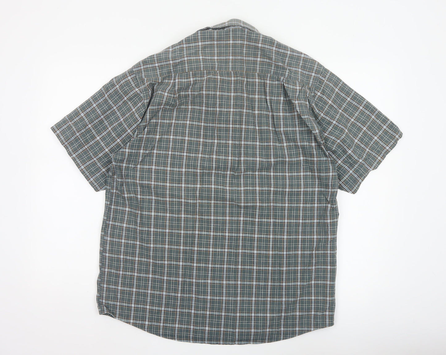 EWM Men’s Green Plaid Cotton Short Sleeve Button-Up Shirt Size M