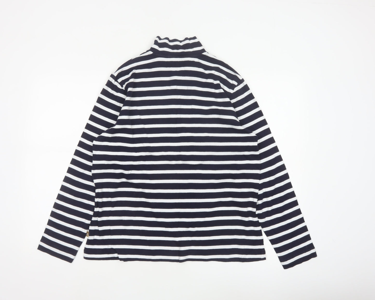 Sportscraft Women Blue White Striped 2XL Cotton Long Sleeve Polo Top