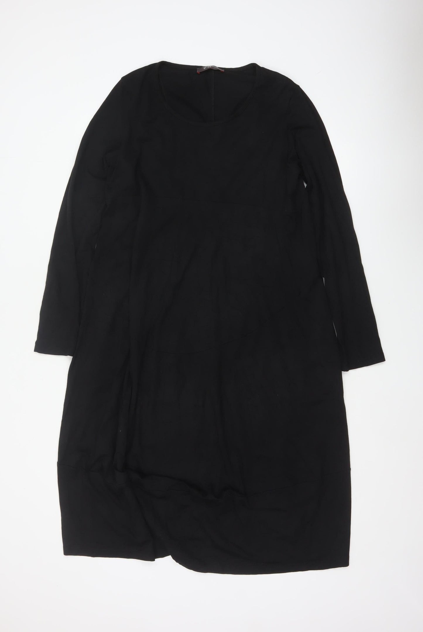 Crea Concept Women Black UK 12 Long Sleeve Scoop Neck Sheath Dress