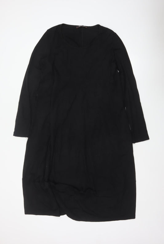 Crea Concept Women Black UK 12 Long Sleeve Scoop Neck Sheath Dress