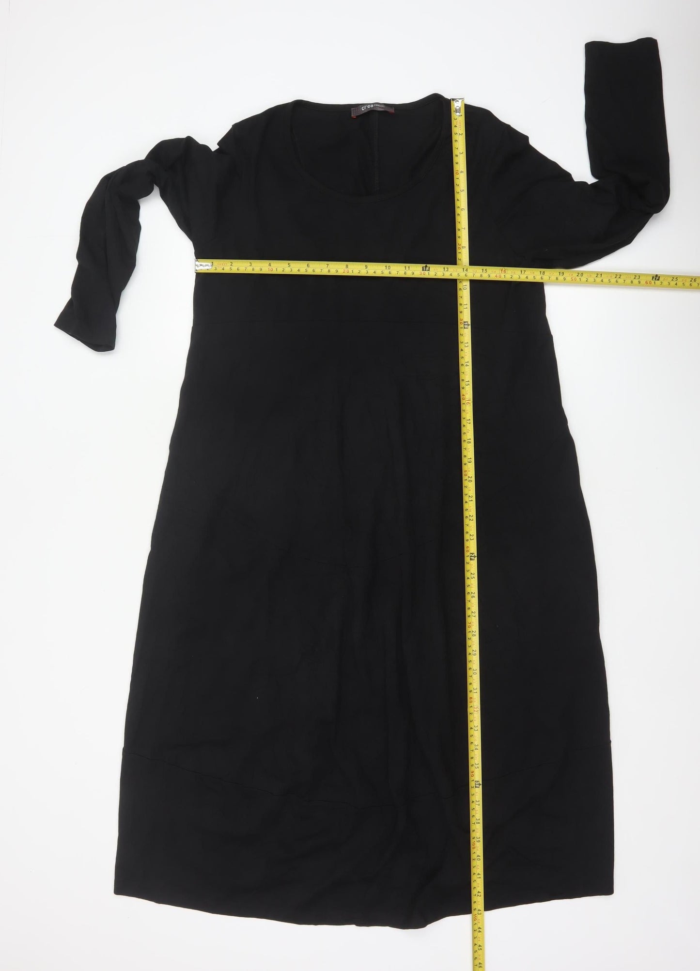 Crea Concept Women Black UK 12 Long Sleeve Scoop Neck Sheath Dress