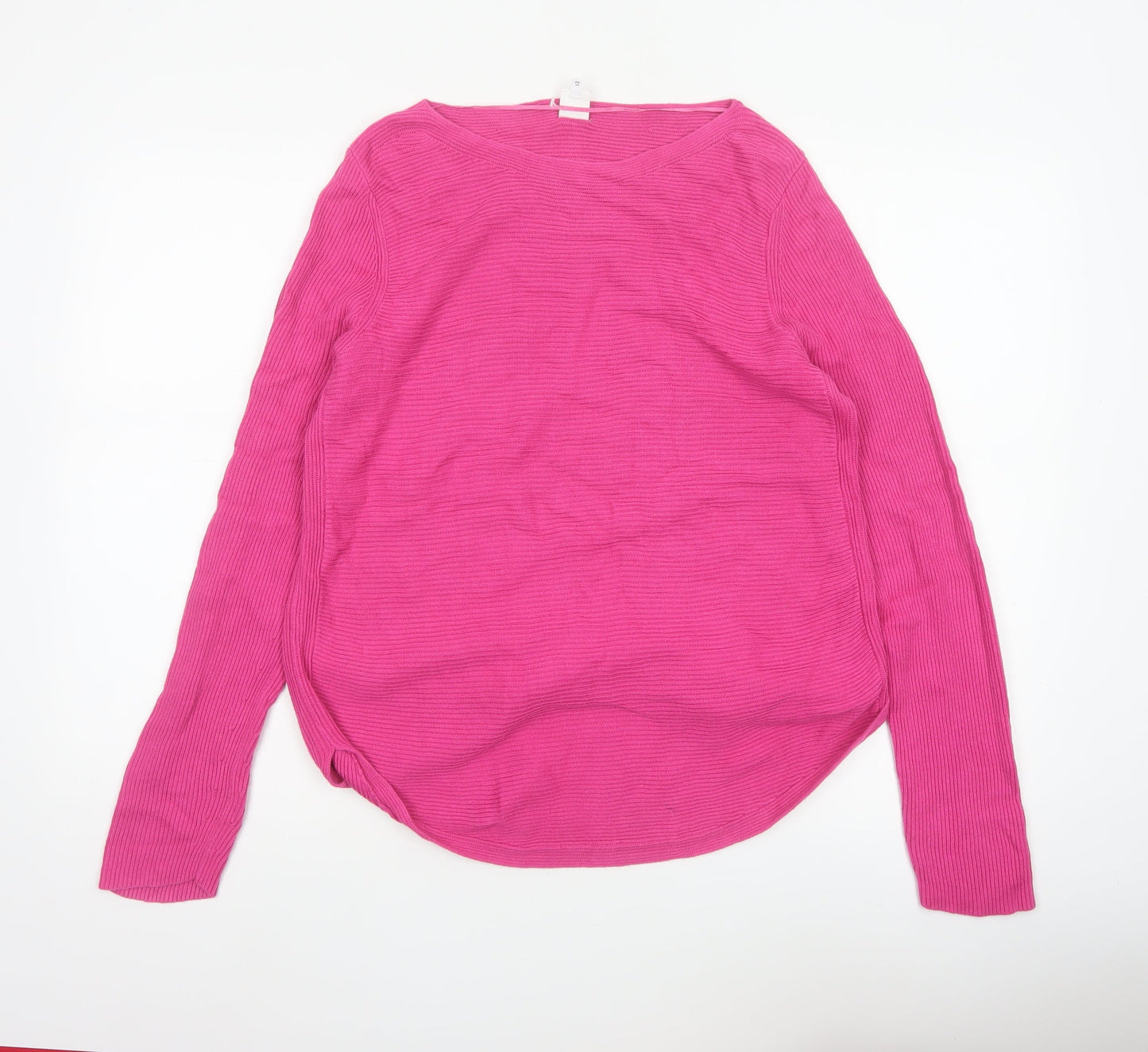 John Lewis Women Pink Size 12 Cotton V-Neck Knit Pullover Jumper