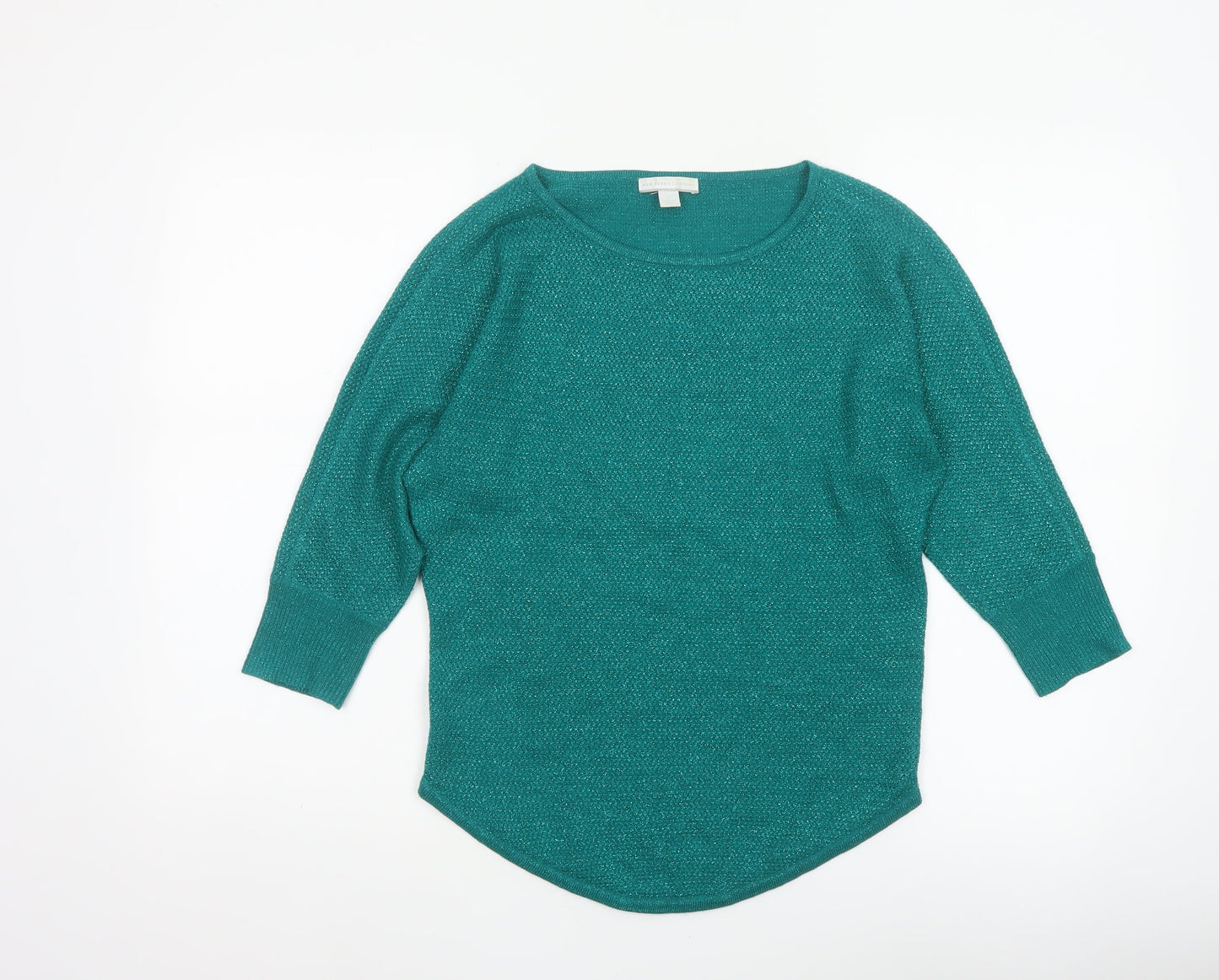 New York & Company Women's Green XS Metallic Knit Pullover Jumper