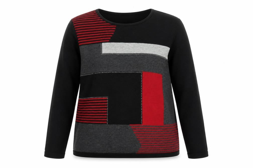 Front view of Alexara Women’s Multicoloured Geometric Knit jumper L